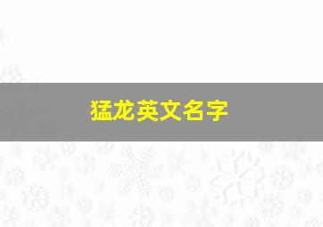 猛龙英文名字