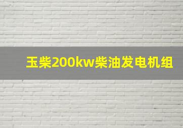 玉柴200kw柴油发电机组