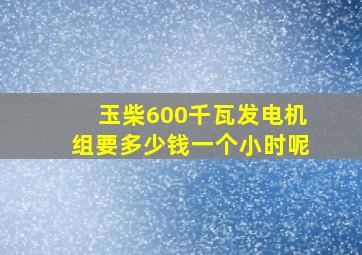 玉柴600千瓦发电机组要多少钱一个小时呢