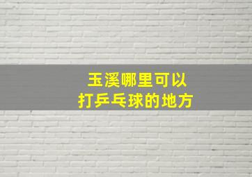 玉溪哪里可以打乒乓球的地方