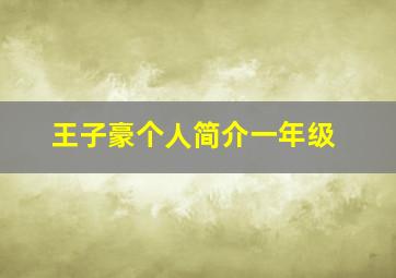 王子豪个人简介一年级