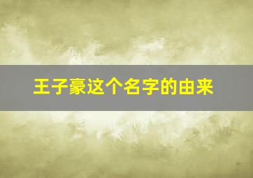 王子豪这个名字的由来