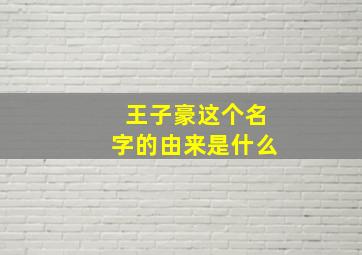 王子豪这个名字的由来是什么