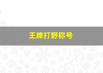 王牌打野称号