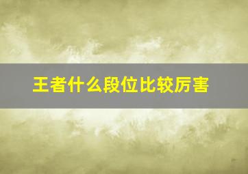 王者什么段位比较厉害