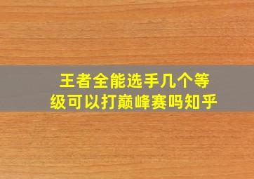 王者全能选手几个等级可以打巅峰赛吗知乎