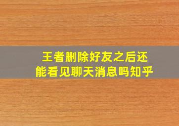 王者删除好友之后还能看见聊天消息吗知乎