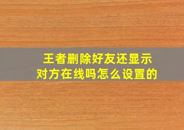 王者删除好友还显示对方在线吗怎么设置的