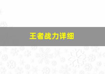 王者战力详细