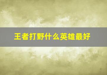 王者打野什么英雄最好