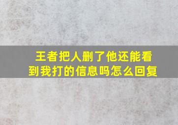 王者把人删了他还能看到我打的信息吗怎么回复