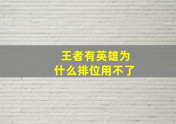 王者有英雄为什么排位用不了