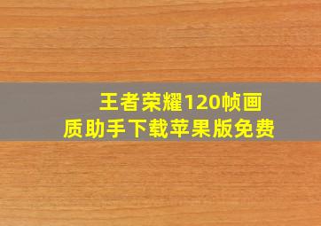 王者荣耀120帧画质助手下载苹果版免费