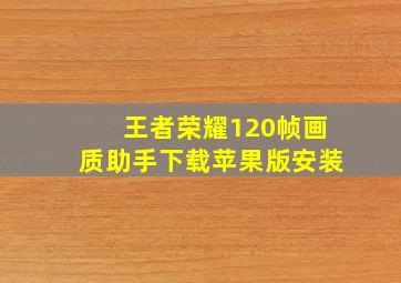 王者荣耀120帧画质助手下载苹果版安装