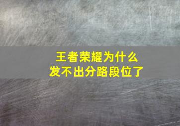 王者荣耀为什么发不出分路段位了