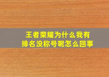 王者荣耀为什么我有排名没称号呢怎么回事