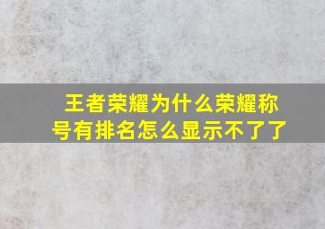 王者荣耀为什么荣耀称号有排名怎么显示不了了