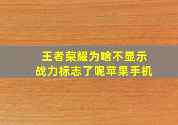 王者荣耀为啥不显示战力标志了呢苹果手机