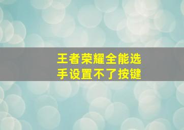 王者荣耀全能选手设置不了按键