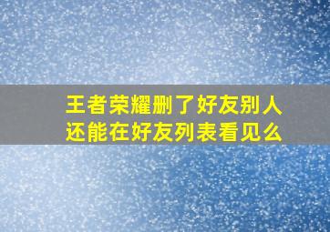 王者荣耀删了好友别人还能在好友列表看见么