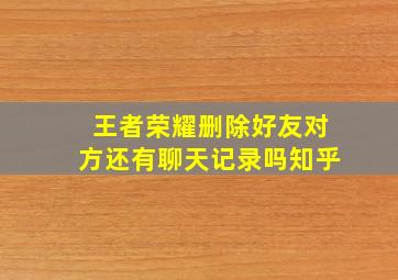 王者荣耀删除好友对方还有聊天记录吗知乎