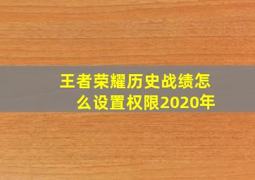 王者荣耀历史战绩怎么设置权限2020年