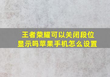 王者荣耀可以关闭段位显示吗苹果手机怎么设置