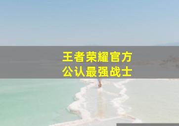 王者荣耀官方公认最强战士