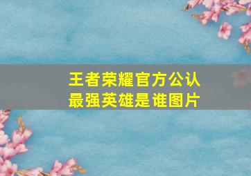 王者荣耀官方公认最强英雄是谁图片