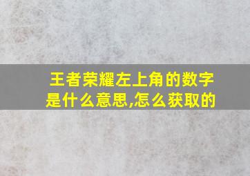 王者荣耀左上角的数字是什么意思,怎么获取的