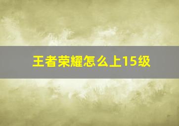 王者荣耀怎么上15级