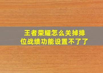 王者荣耀怎么关掉排位战绩功能设置不了了