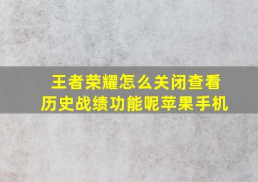 王者荣耀怎么关闭查看历史战绩功能呢苹果手机