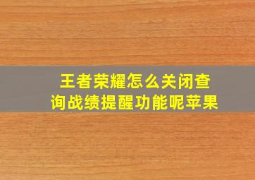 王者荣耀怎么关闭查询战绩提醒功能呢苹果