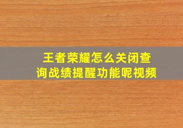 王者荣耀怎么关闭查询战绩提醒功能呢视频