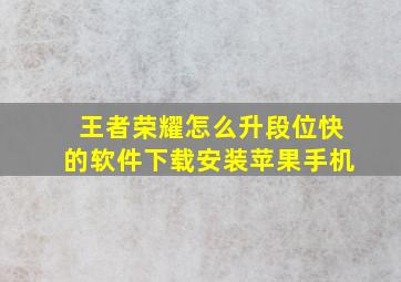 王者荣耀怎么升段位快的软件下载安装苹果手机