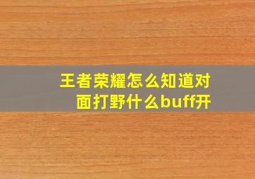 王者荣耀怎么知道对面打野什么buff开