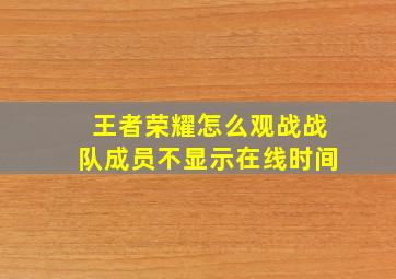 王者荣耀怎么观战战队成员不显示在线时间