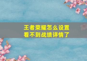 王者荣耀怎么设置看不到战绩详情了