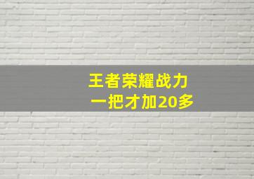 王者荣耀战力一把才加20多