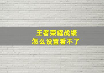 王者荣耀战绩怎么设置看不了