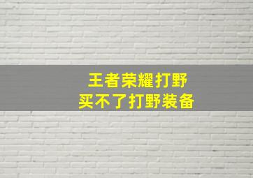 王者荣耀打野买不了打野装备