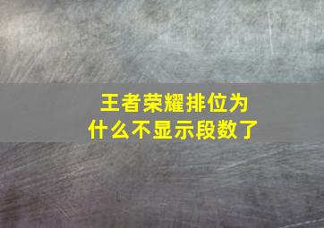 王者荣耀排位为什么不显示段数了