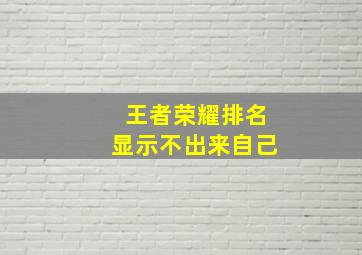 王者荣耀排名显示不出来自己