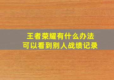 王者荣耀有什么办法可以看到别人战绩记录