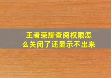 王者荣耀查阅权限怎么关闭了还显示不出来