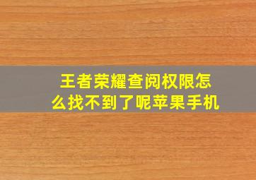 王者荣耀查阅权限怎么找不到了呢苹果手机