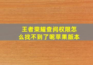 王者荣耀查阅权限怎么找不到了呢苹果版本