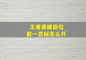 王者荣耀段位前一百标怎么开