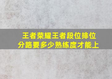 王者荣耀王者段位排位分路要多少熟练度才能上